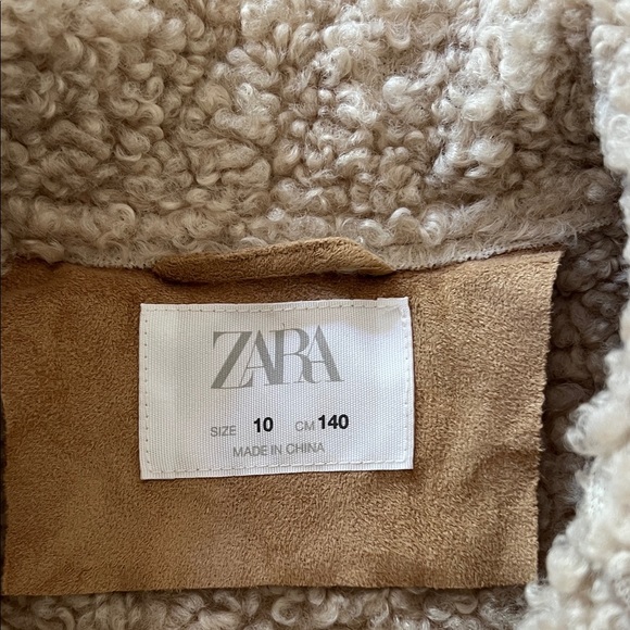 Zara Kids Tan Suede Style Kids Jacket with Sherpa Trim - Picture 2 of 6